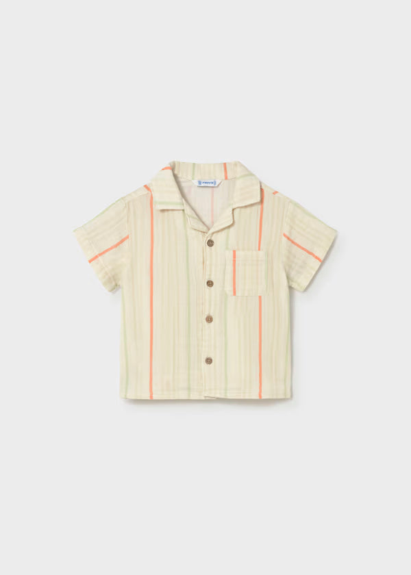 Camisa bambula, rayas naranja, bebé