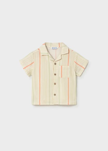 Camisa bambula, rayas naranja, bebé