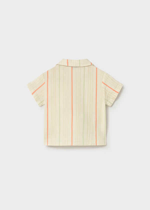 Camisa bambula, rayas naranja, bebé
