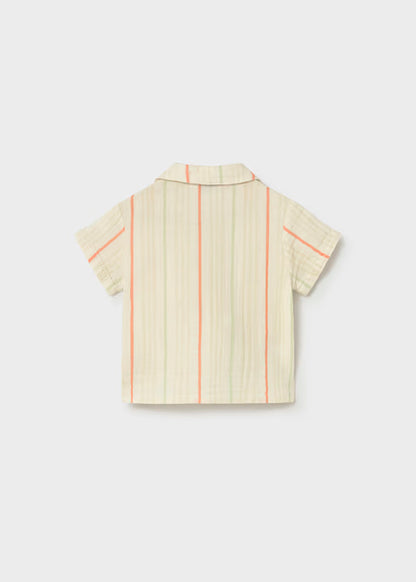 Camisa bambula, rayas naranja, bebé