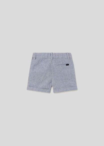 set bebe, bermuda vestir rallas marino, camisa cuello mao
