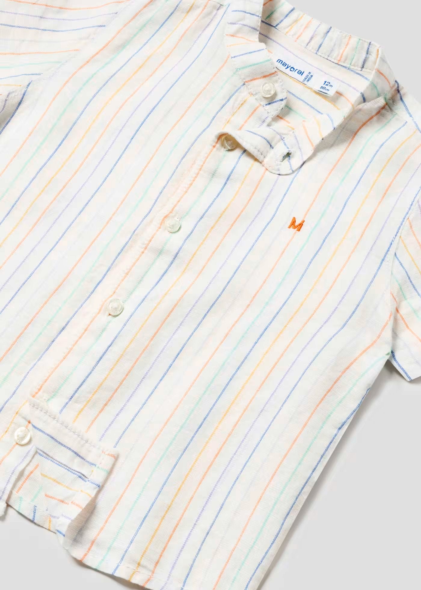 set bebe, bermuda vestir rallas marino, camisa cuello mao