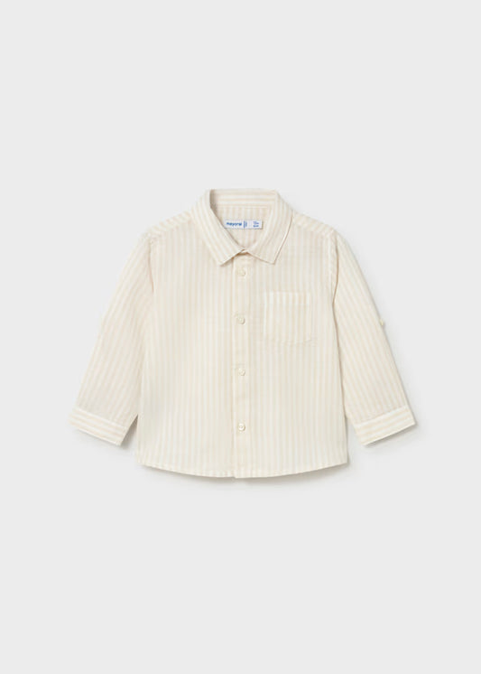 Camisa de manga larga con lino a rayas cañamo, bebé