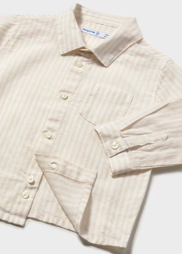 Camisa de manga larga con lino a rayas cañamo, bebé