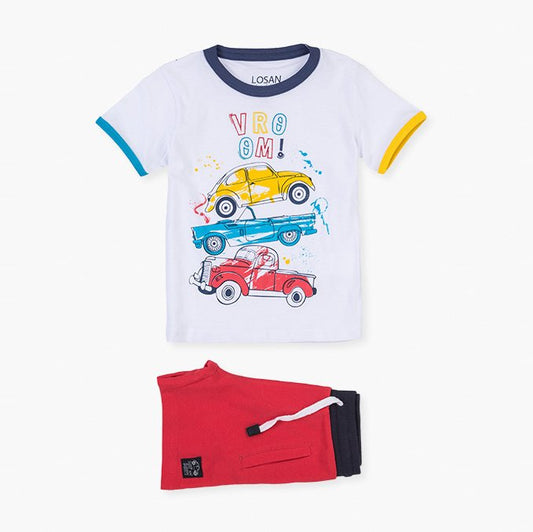 set camiseta con bermuda roja