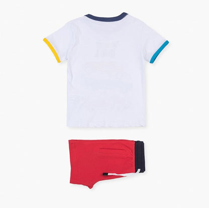 set camiseta con bermuda roja