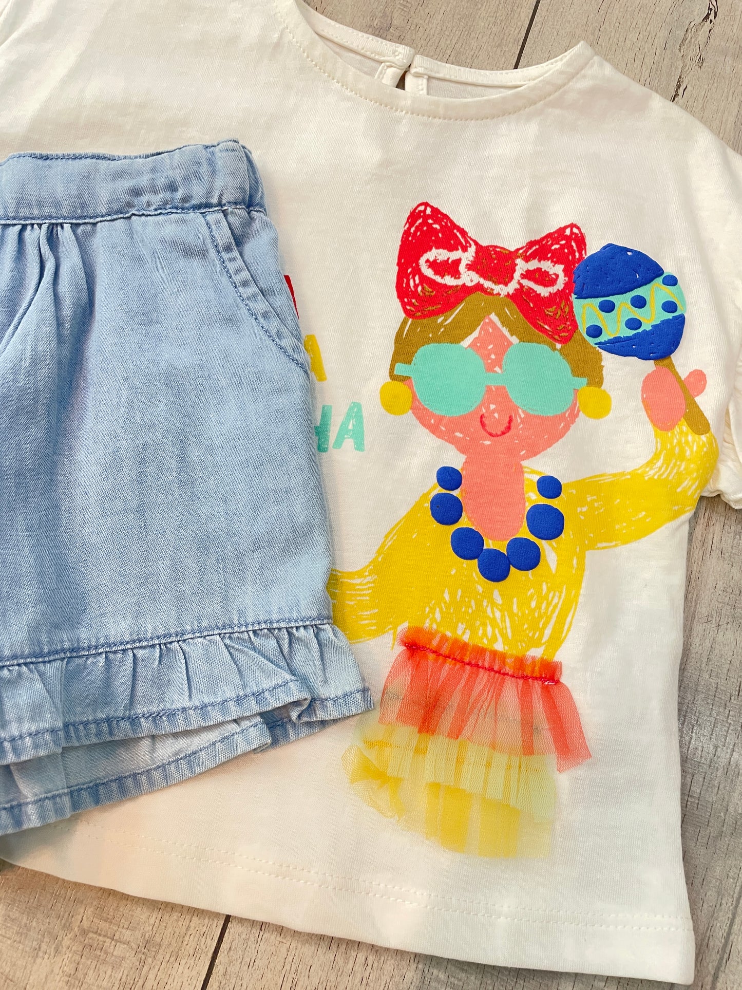 Set Blusa Blanca Short Denim