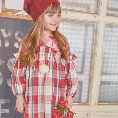 Vestido dadati cuadros Rojo y Marino