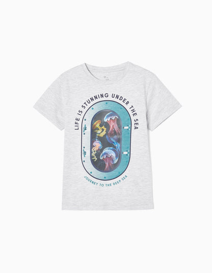 camiseta blanca print holográfico