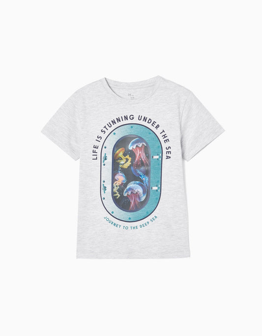 camiseta blanca print holográfico