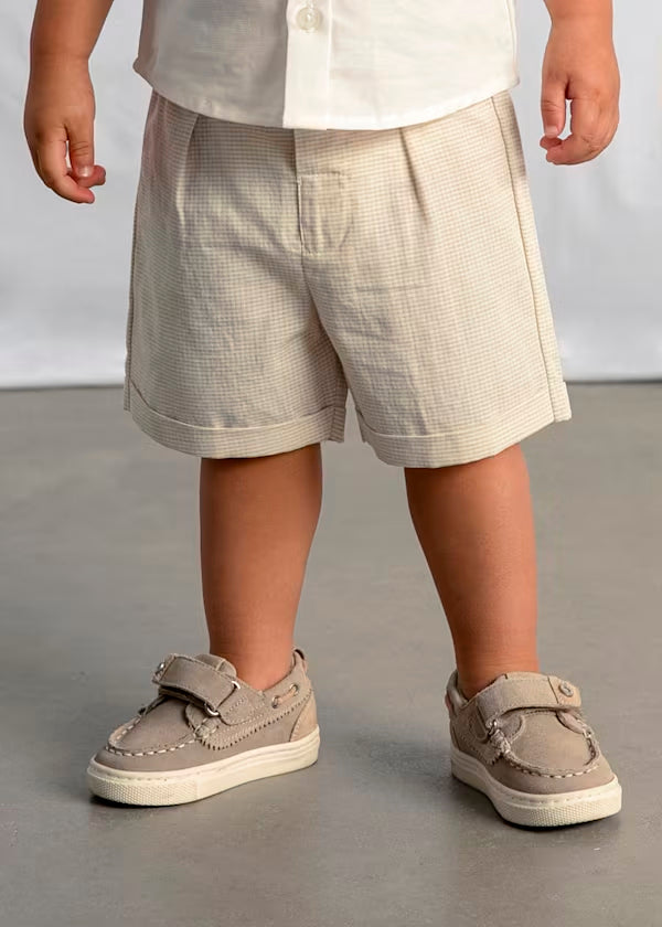 Conjunto bermuda y camisa con lino avena, bebé