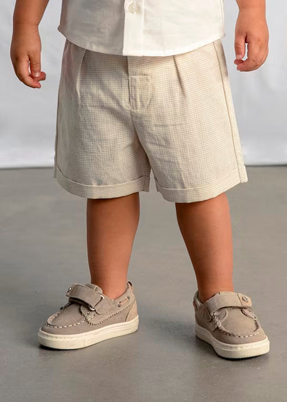 Conjunto bermuda y camisa con lino avena, bebé