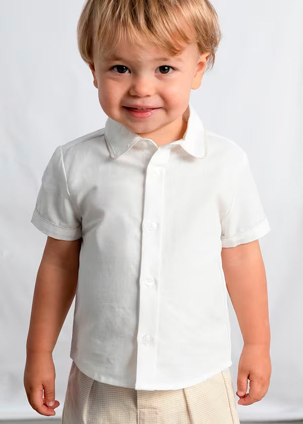 Conjunto bermuda y camisa con lino avena, bebé
