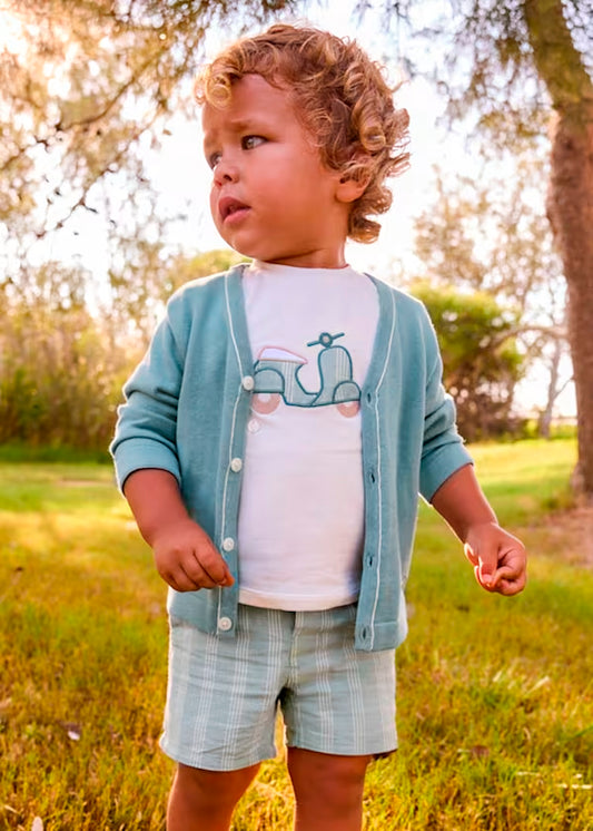 Conjunto bermuda lino y camiseta motocicleta, bebe