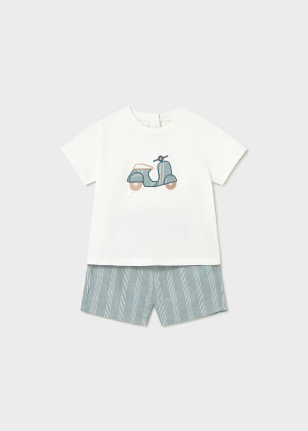 Conjunto bermuda lino y camiseta motocicleta, bebe