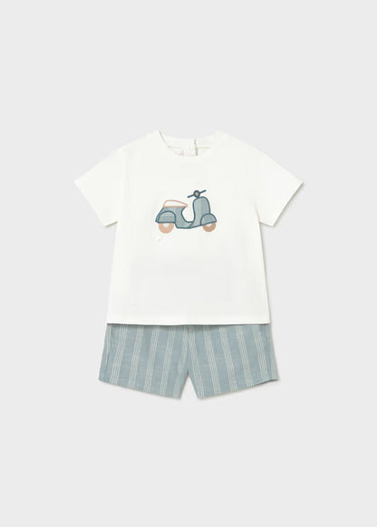 Conjunto bermuda lino y camiseta motocicleta, bebe