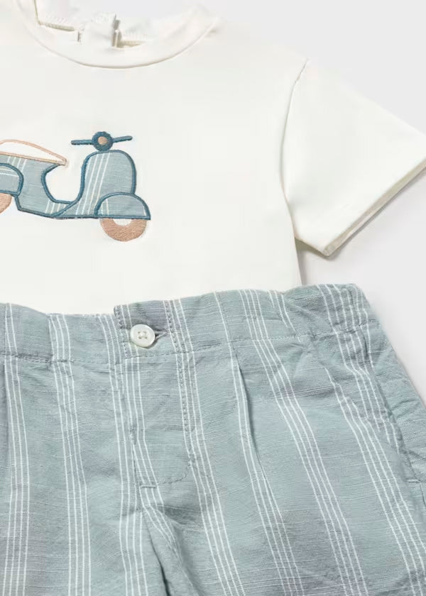 Conjunto bermuda lino y camiseta motocicleta, bebe