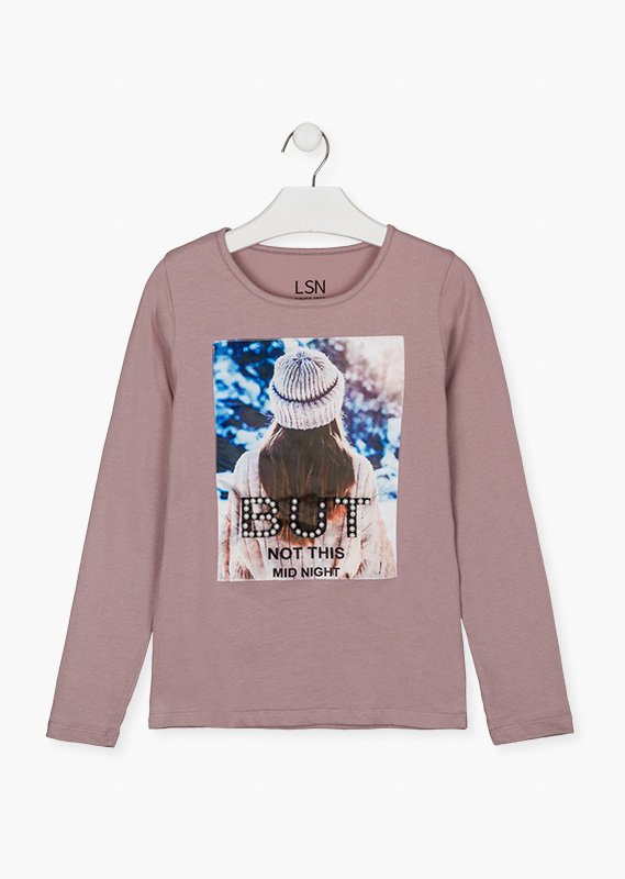camiseta manga larga color rosa