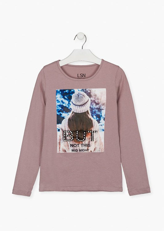 camiseta manga larga color rosa