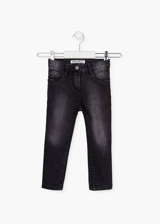 pantalón con botón metálico, denim gris