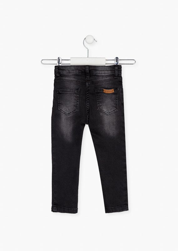 pantalón con botón metálico, denim gris
