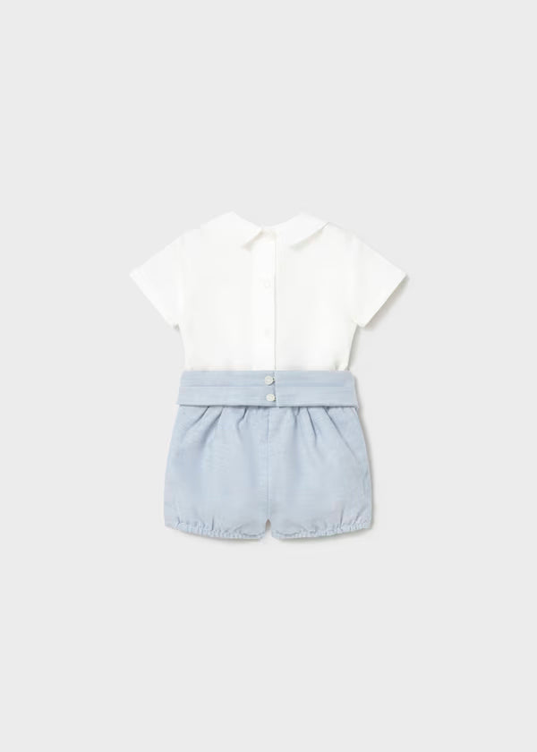Conjunto ceremonia pantalón corto y camisa recién nacido