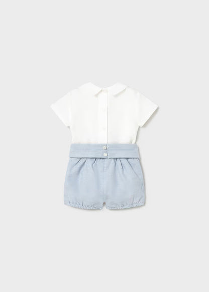 Conjunto ceremonia pantalón corto y camisa recién nacido