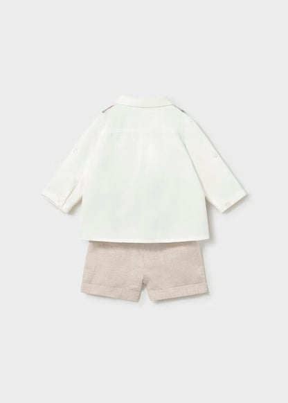 Conjunto pantalón corto y camisa con chaleco recién nacido