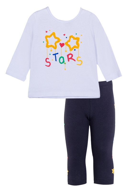 conjunto de camiseta manga larga y leggins con estrellas en los laterales.