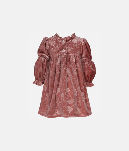 vestido terciopelo rosa manga ancha