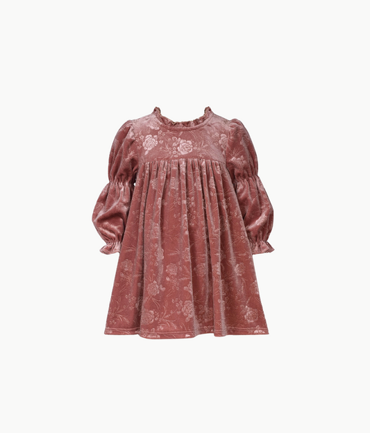 vestido terciopelo rosa manga ancha