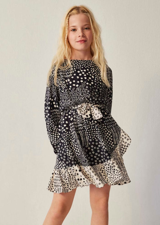 vestido negro estampado