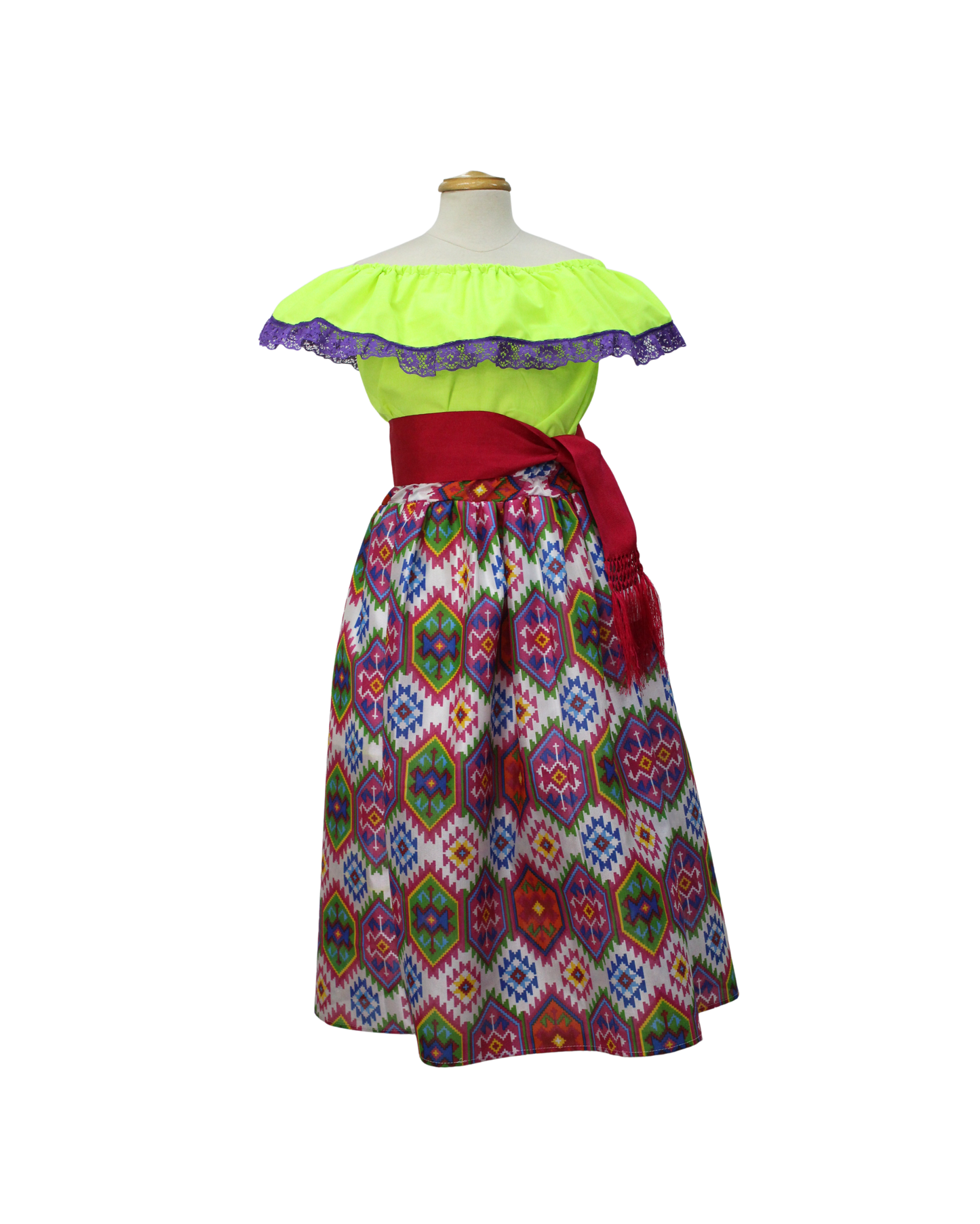 SET FALDA ADELITA GEOMETRIA   BLUSA MANGA CAMPESINA ENCAJE MORADO