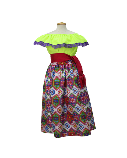 SET FALDA ADELITA GEOMETRIA   BLUSA MANGA CAMPESINA ENCAJE MORADO