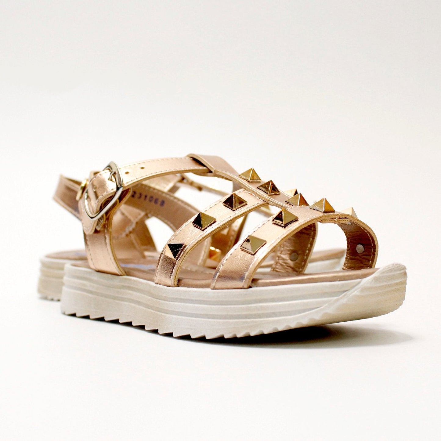 huarache franjas oro con estoperoles triangulo