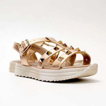 huarache franjas oro con estoperoles triangulo