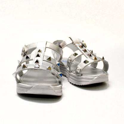 huarache franjas plata con estoperoles triangulo