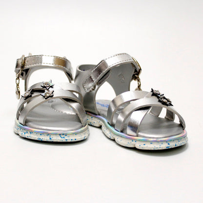 huarache triple franja con estrellas color plata