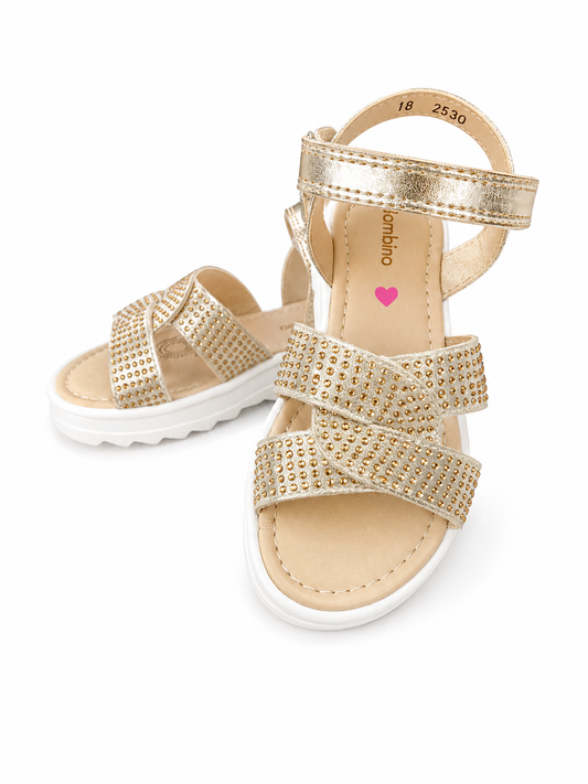 Huarache oro entrelazado con cristales