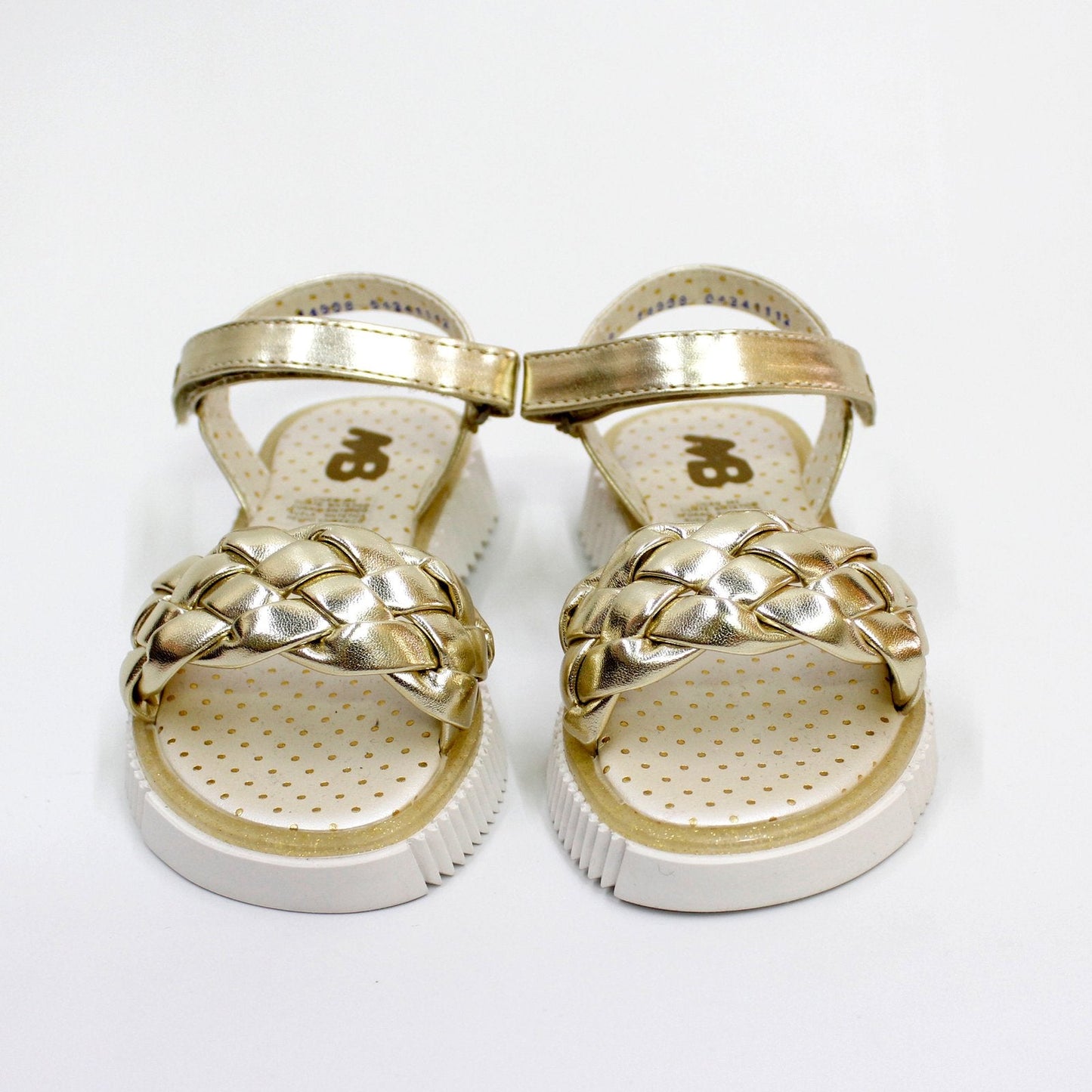 huarache trenza oro, cierre de velcro