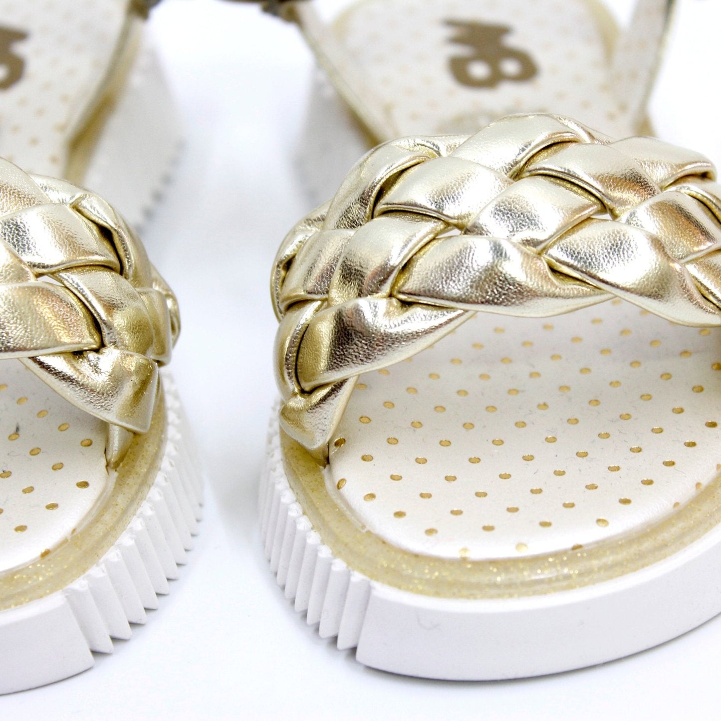 huarache trenza oro, cierre de velcro