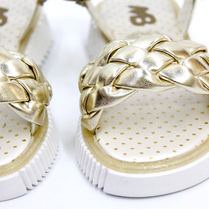 huarache trenza oro, cierre de velcro