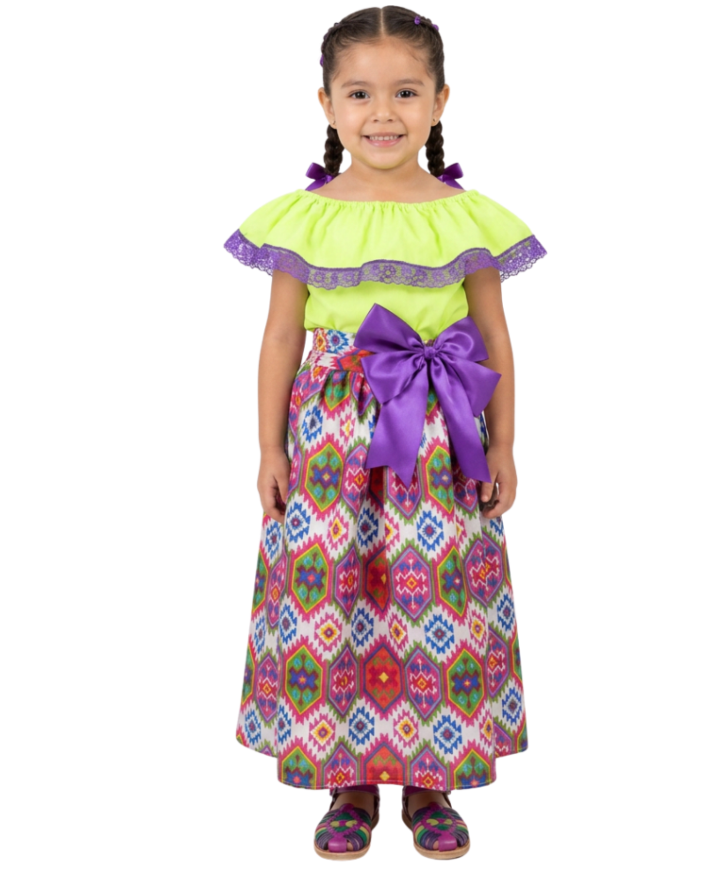 SET FALDA ADELITA GEOMETRIA   BLUSA MANGA CAMPESINA ENCAJE MORADO