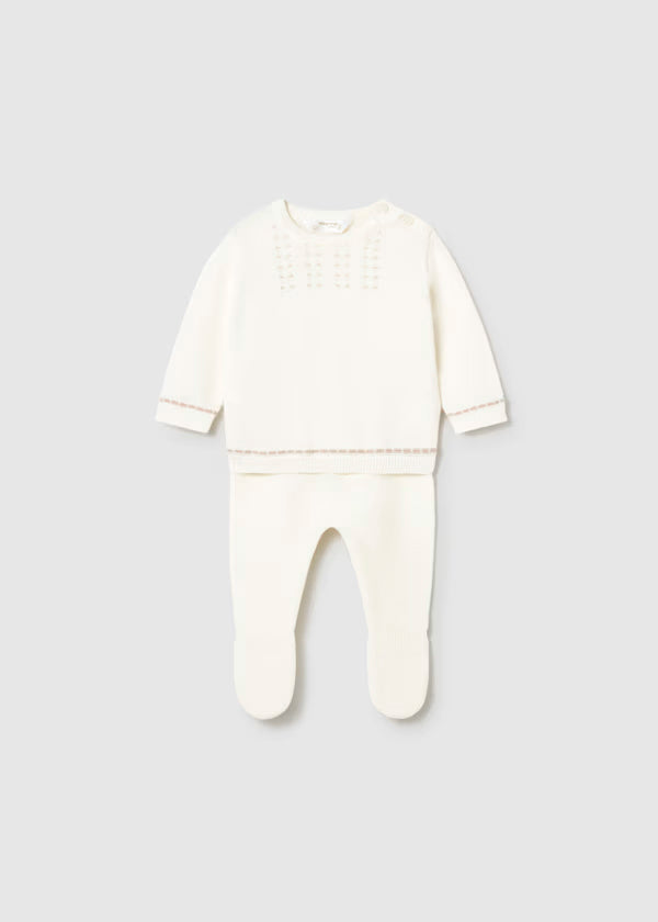 Conjunto polaina y jersey tricot cerámica recién nacido