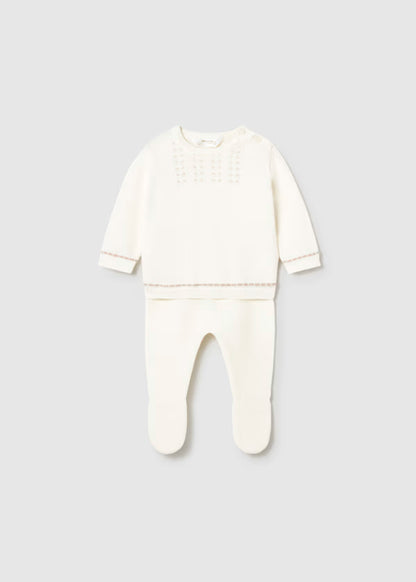 Conjunto polaina y jersey tricot cerámica recién nacido