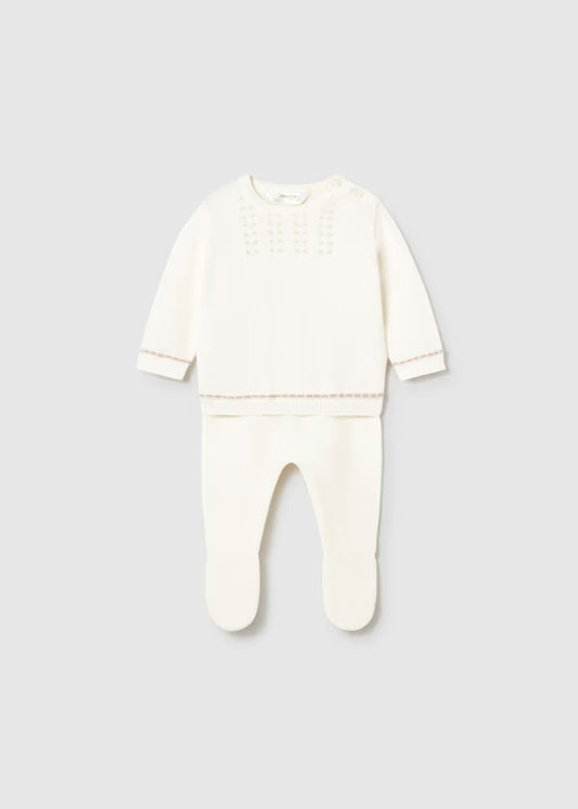 Conjunto polaina y jersey tricot cerámica recién nacido