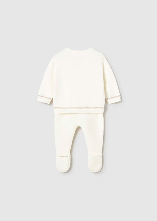 Conjunto polaina y jersey tricot cerámica recién nacido