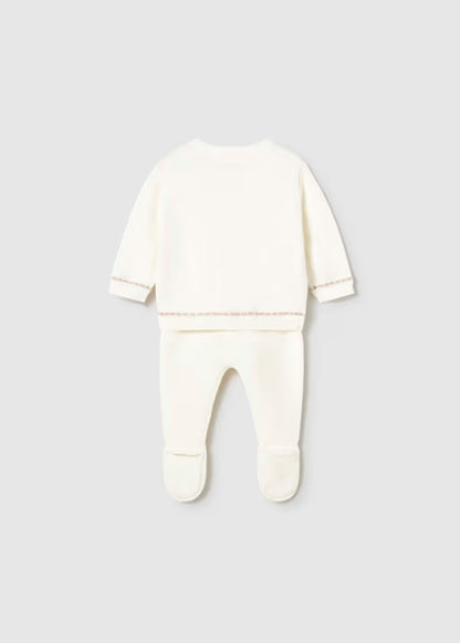Conjunto polaina y jersey tricot cerámica recién nacido