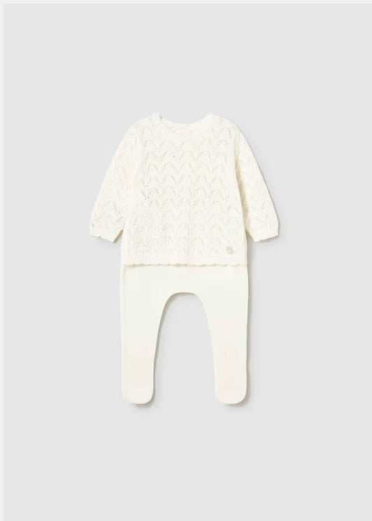 Conjunto polaina y jersey tricot ceramica recién nacida