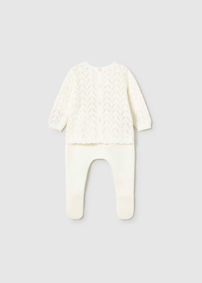 Conjunto polaina y jersey tricot ceramica recién nacida